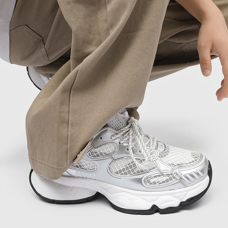 Silver Low-Top Sneakers, styled photo