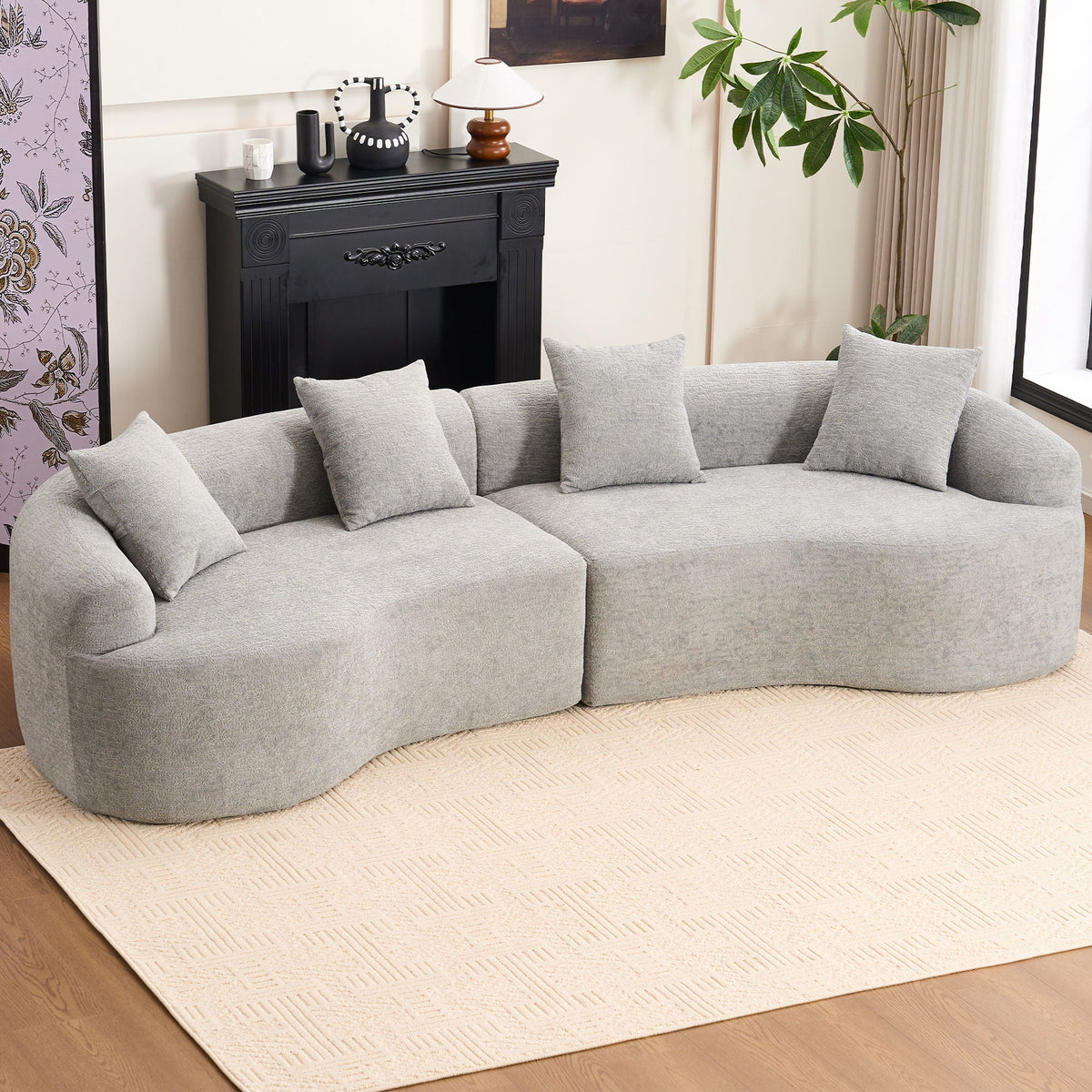 Curved Modular 4-Seater Sectional Sofa, additional detail (2)