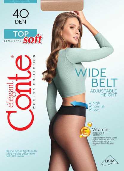 Conte Top Soft 40 Den Tights — Adjustable Fit for Sensitive Skin, product photo (8)