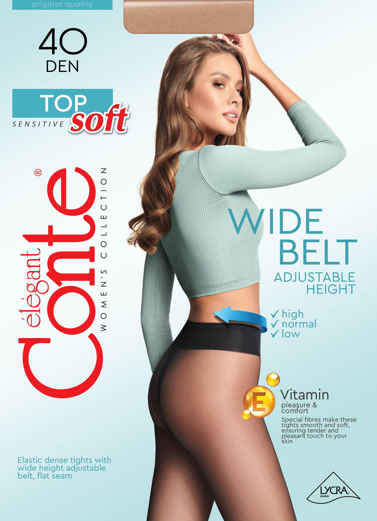 Conte Top Soft 40 Den Tights — Adjustable Fit for Sensitive Skin, additional detail (5)