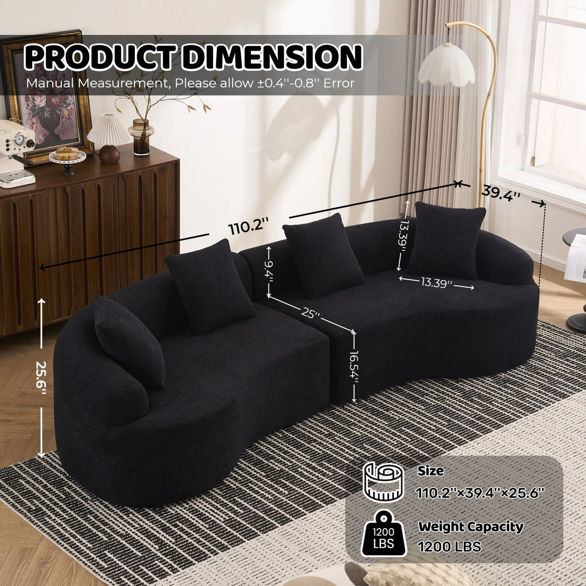 Curved Modular 4-Seater Sectional Sofa, styled photo (3)