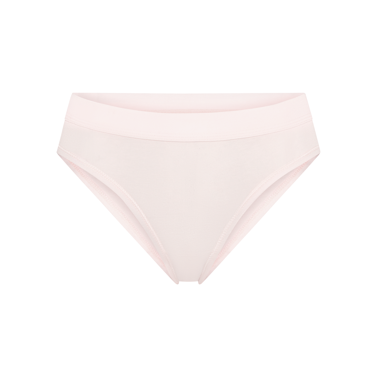 Organic Cotton Mid-Rise Brief in Pink, front view on a white background