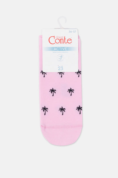 Conte Active 589 cotton ankle socks with palm tree pattern, alternate view (2)