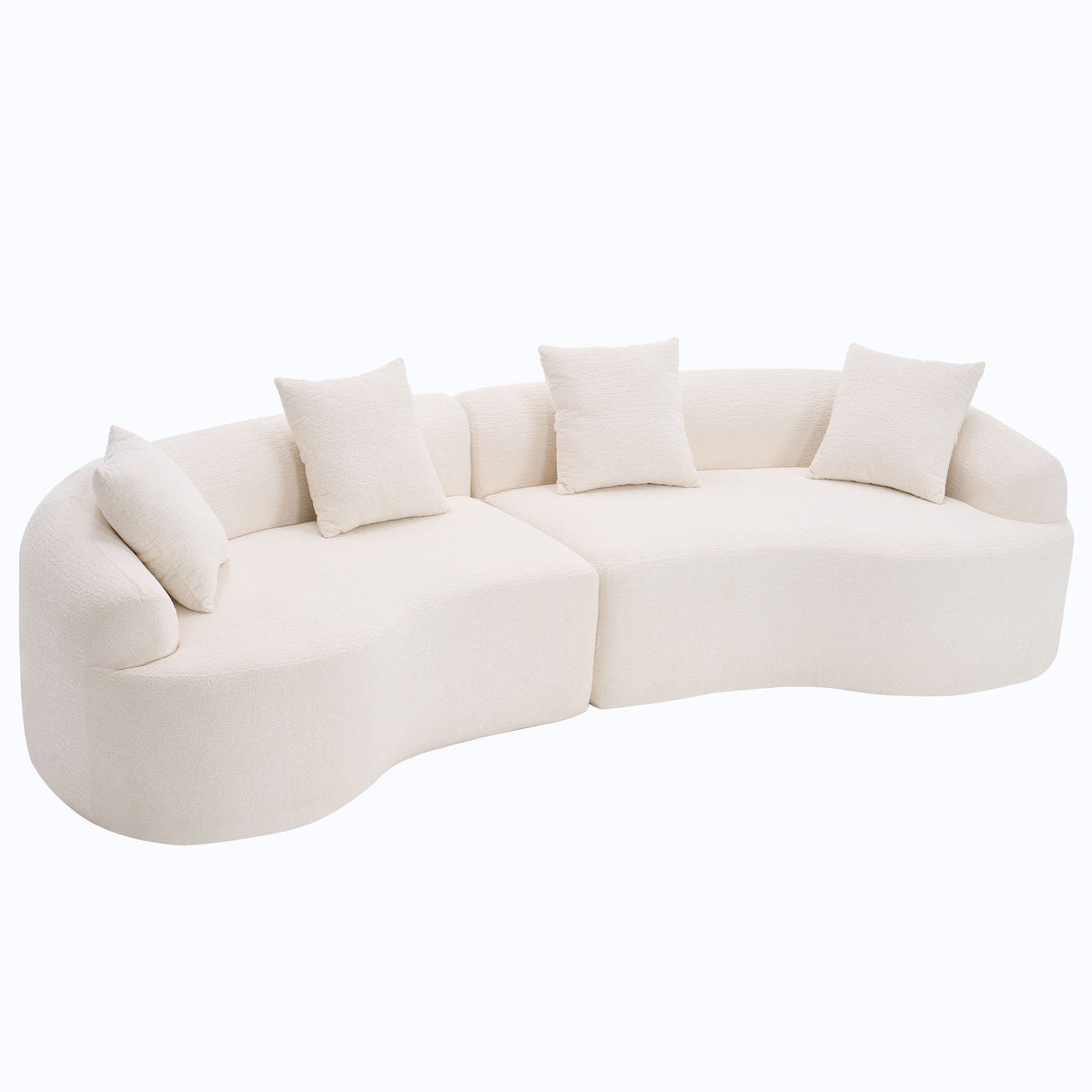 White sofa with cushions on a white background