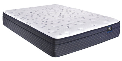 Restonic ComfortCare Hybrid Euro Top mattress shown on a bed frame