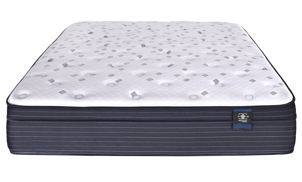 Restonic ComfortCare Hybrid Euro Top mattress feature summary graphic