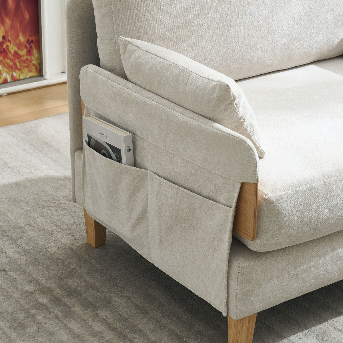 Mid century modern convertible sofa bed in the reclining position (view 48)