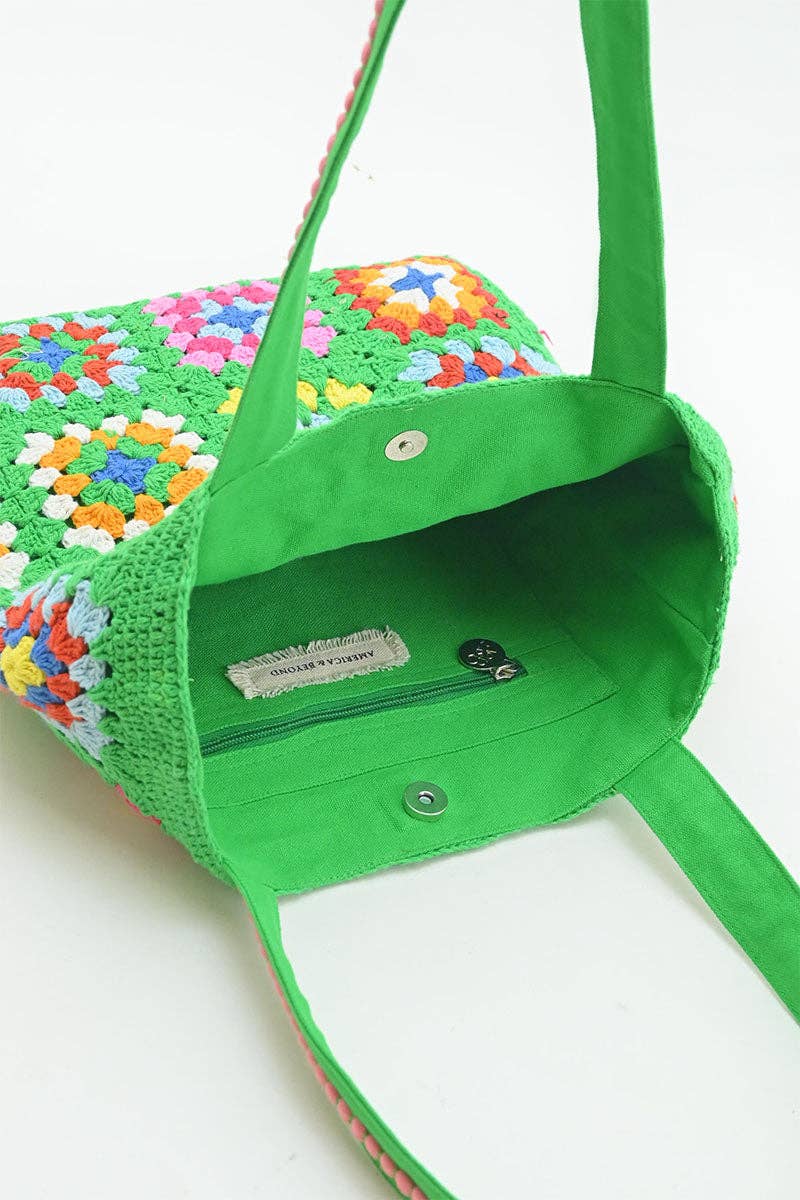 Rooted Radiance Crochet Tote in Green, additional detail