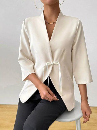 Three-Quarter Sleeves Blazer in Milky White, alternate view