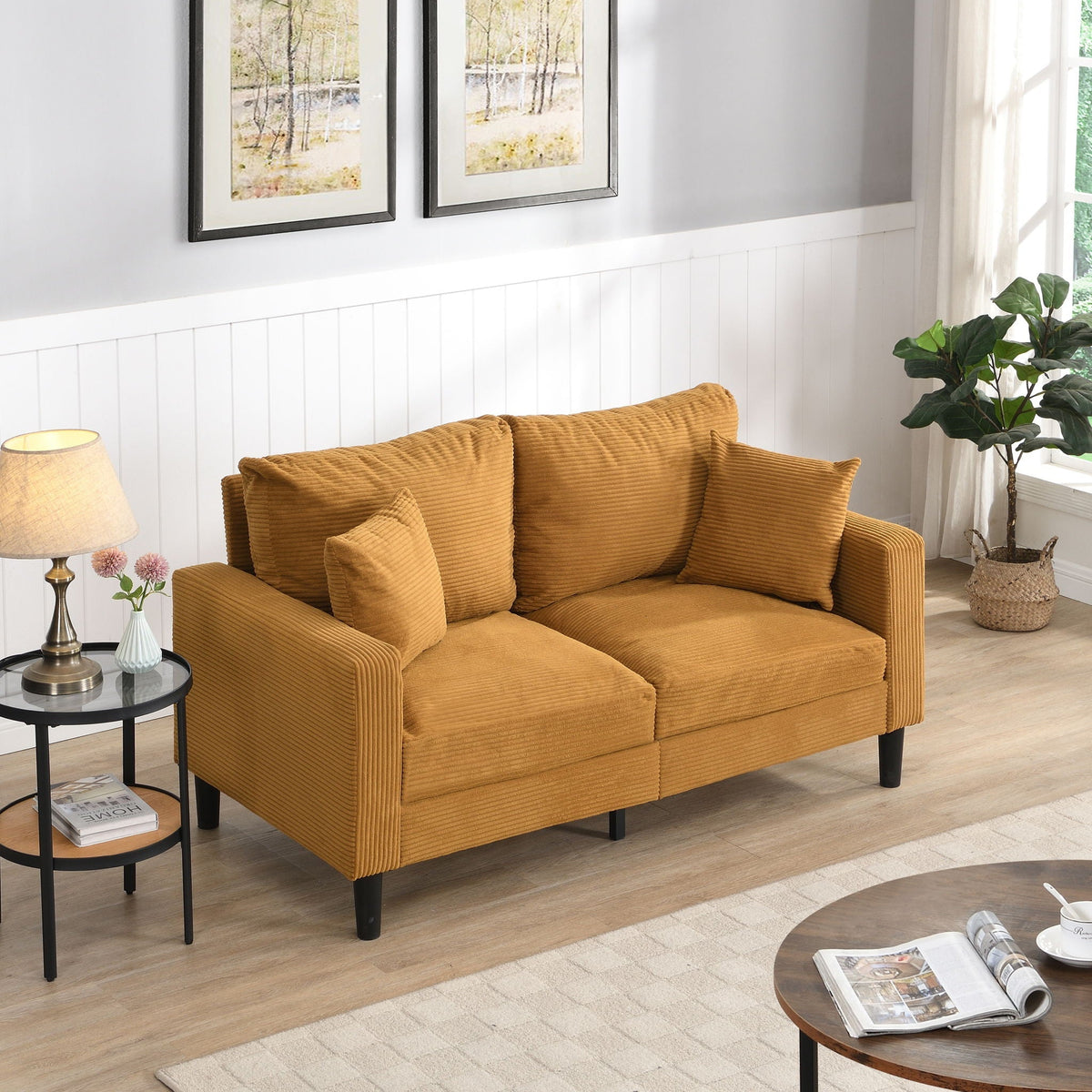 High-Resilience Loveseat Sofa with Wooden Frame, product photo (2)