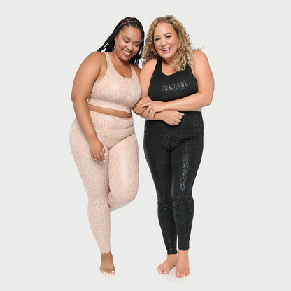 Fitkitty Culture Metallic Cheetah active legging, high-waisted, front view