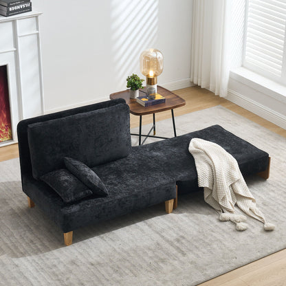 Mid century modern foldable sofa bed, side profile (view 53)