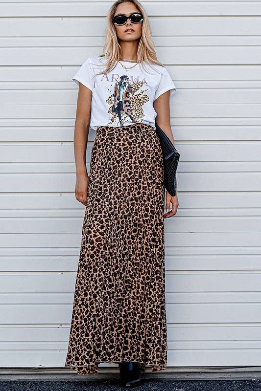 Fitkitty Culture leopard pleated midi skirt, alternate view 13
