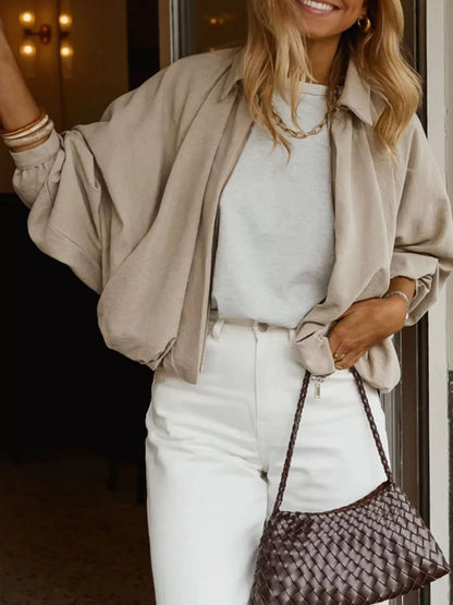 Zip Up Long Sleeve Bomber Jacket