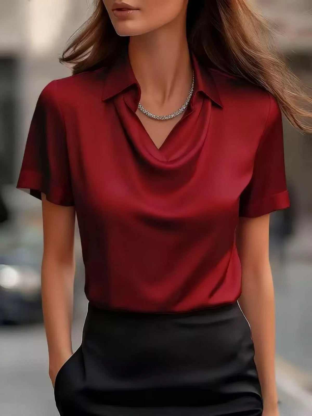 Satin Cowl Neck Blouse, styled photo (2)