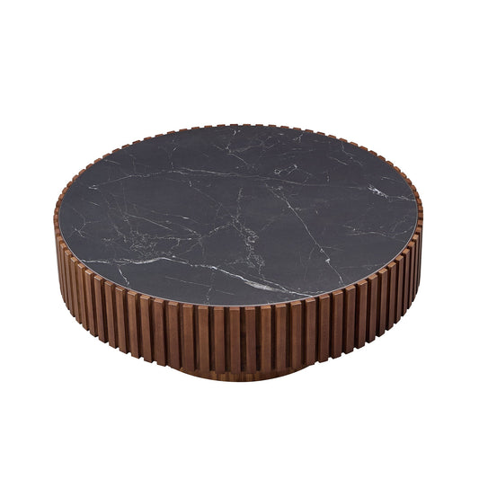 Nesting round sintered stone coffee table, alternate view