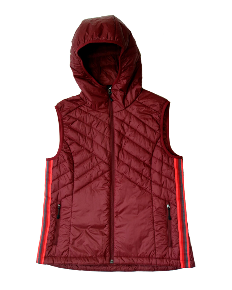 Powerstripe Eco-Friendly Down Hooded Vest, alternate view, additional detail