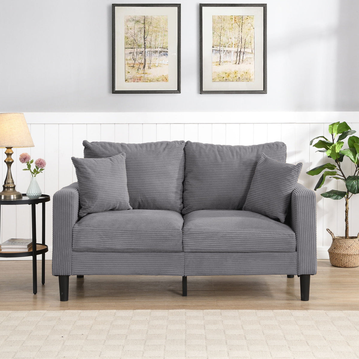 High-Resilience Loveseat Sofa with Wooden Frame, alternate view (2)