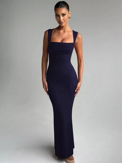 Square Neck Sleeveless Maxi Dress