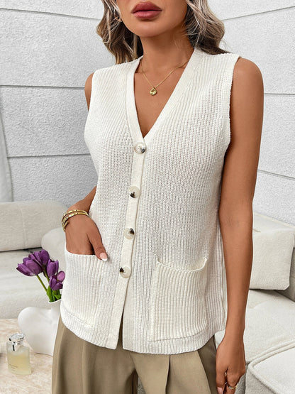 Button-down knit sweater vest, additional detail