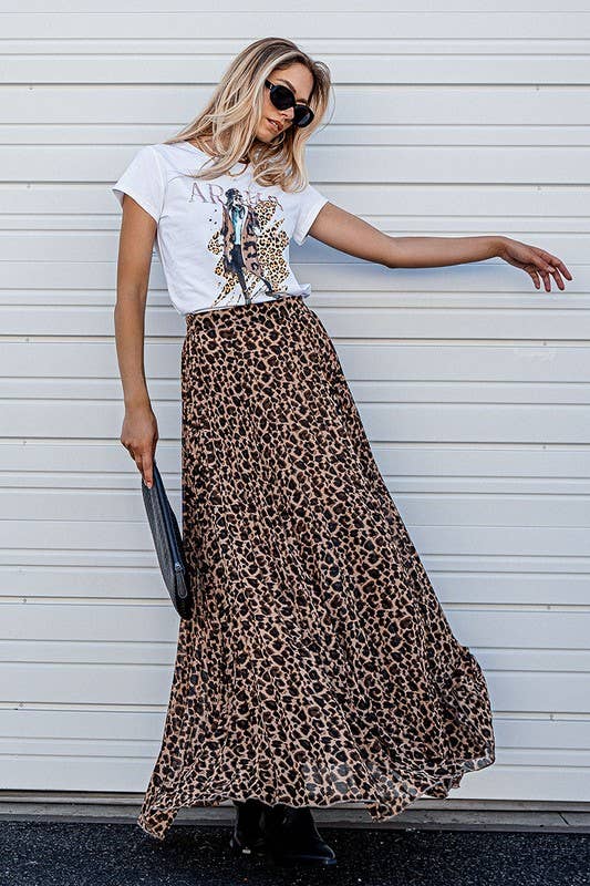 Fitkitty Culture leopard pleated midi skirt, alternate view 11