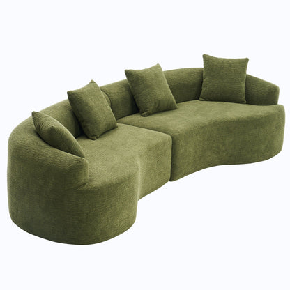 Curved Modular 4-Seater Sectional Sofa, styled photo