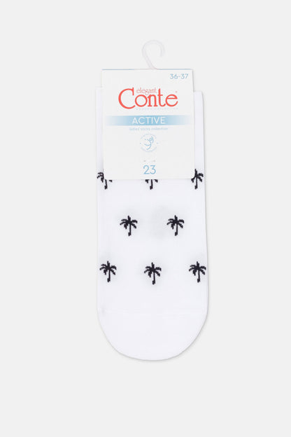 Conte Active 589 cotton ankle socks with palm tree pattern, alternate view (6)
