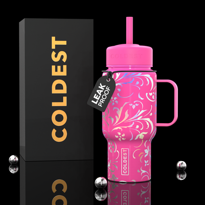 COLDEST 6.7oz Bottle in Pink Moonlight Floral, main product photo
