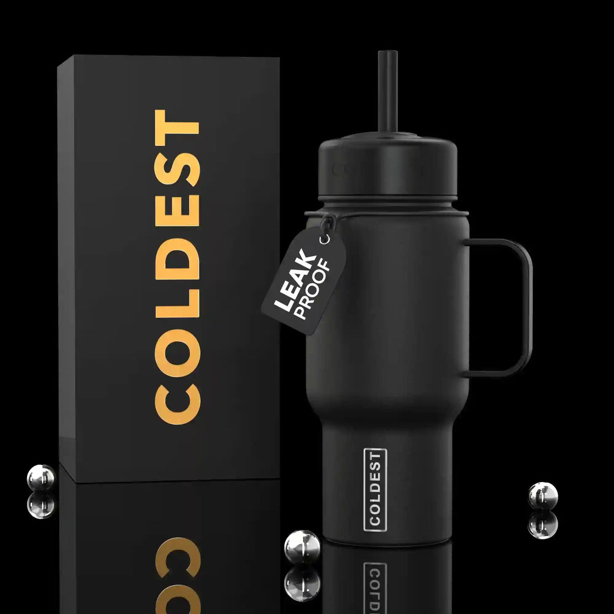 COLDEST 6.7oz Bottle in Stealth Black Ultra, main product photo