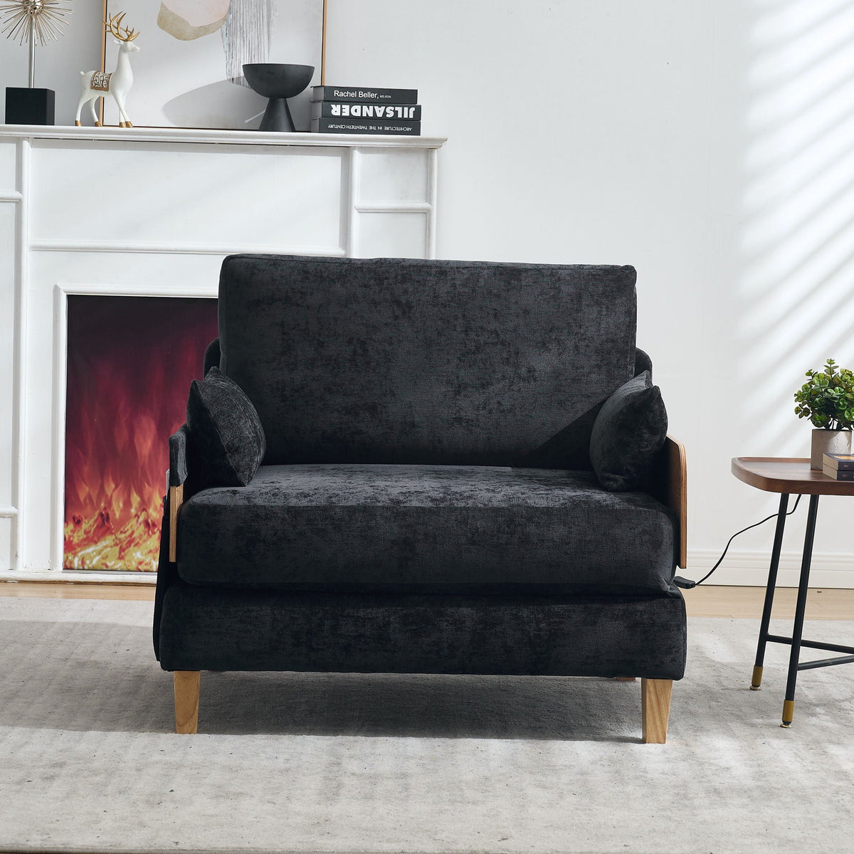 Convertible sleeper sofa bed mid-transformation between sofa and bed (view 63)