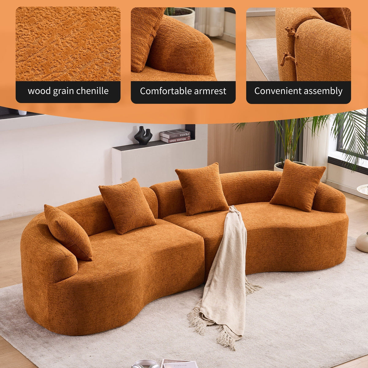 Curved Modular 4-Seater Sectional Sofa, alternate view (3)