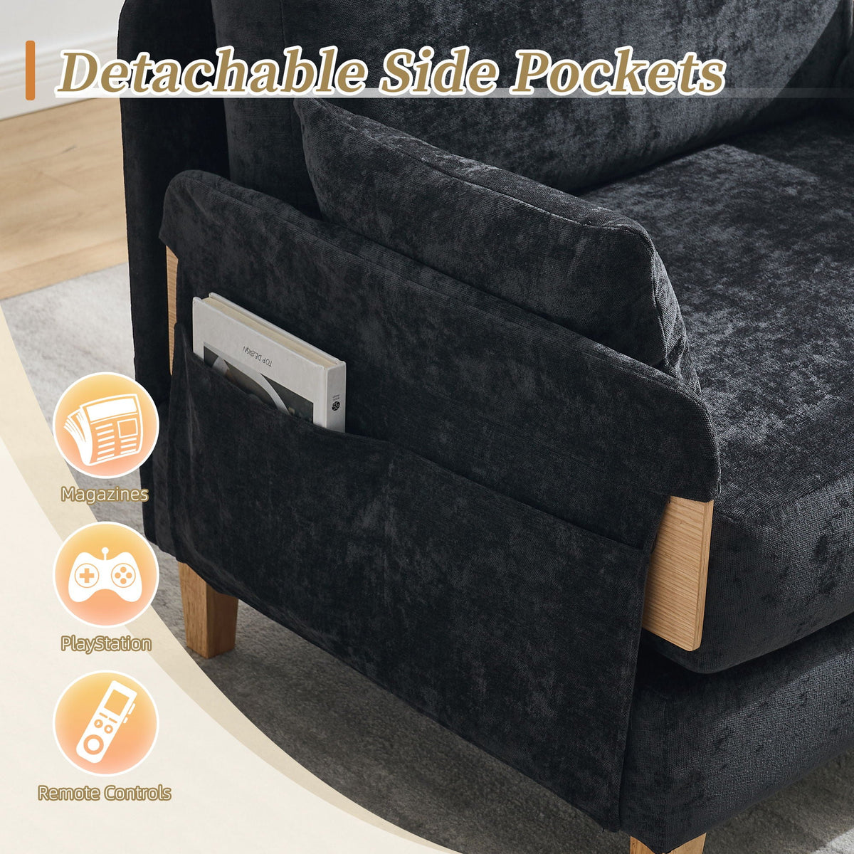 Mid century modern convertible sofa bed, full product view (view 66)