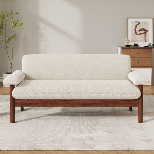 Berber Fleece Loveseat Sofa with Armrest Pillows, additional detail