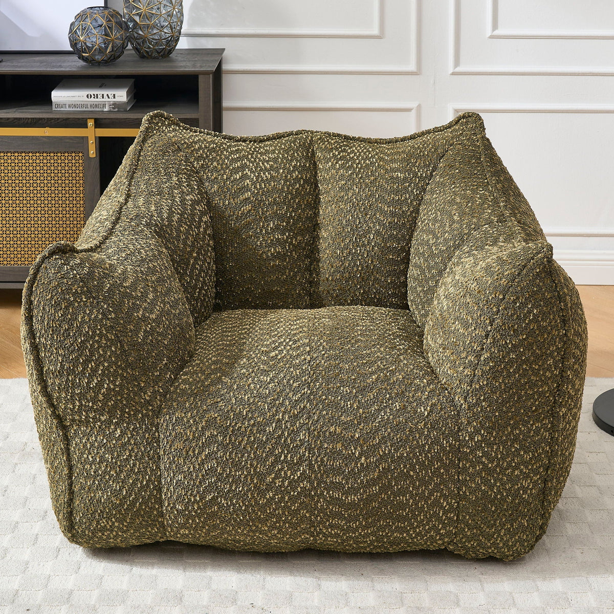 Wide Chenille Lounge Armchair, styled photo (4)
