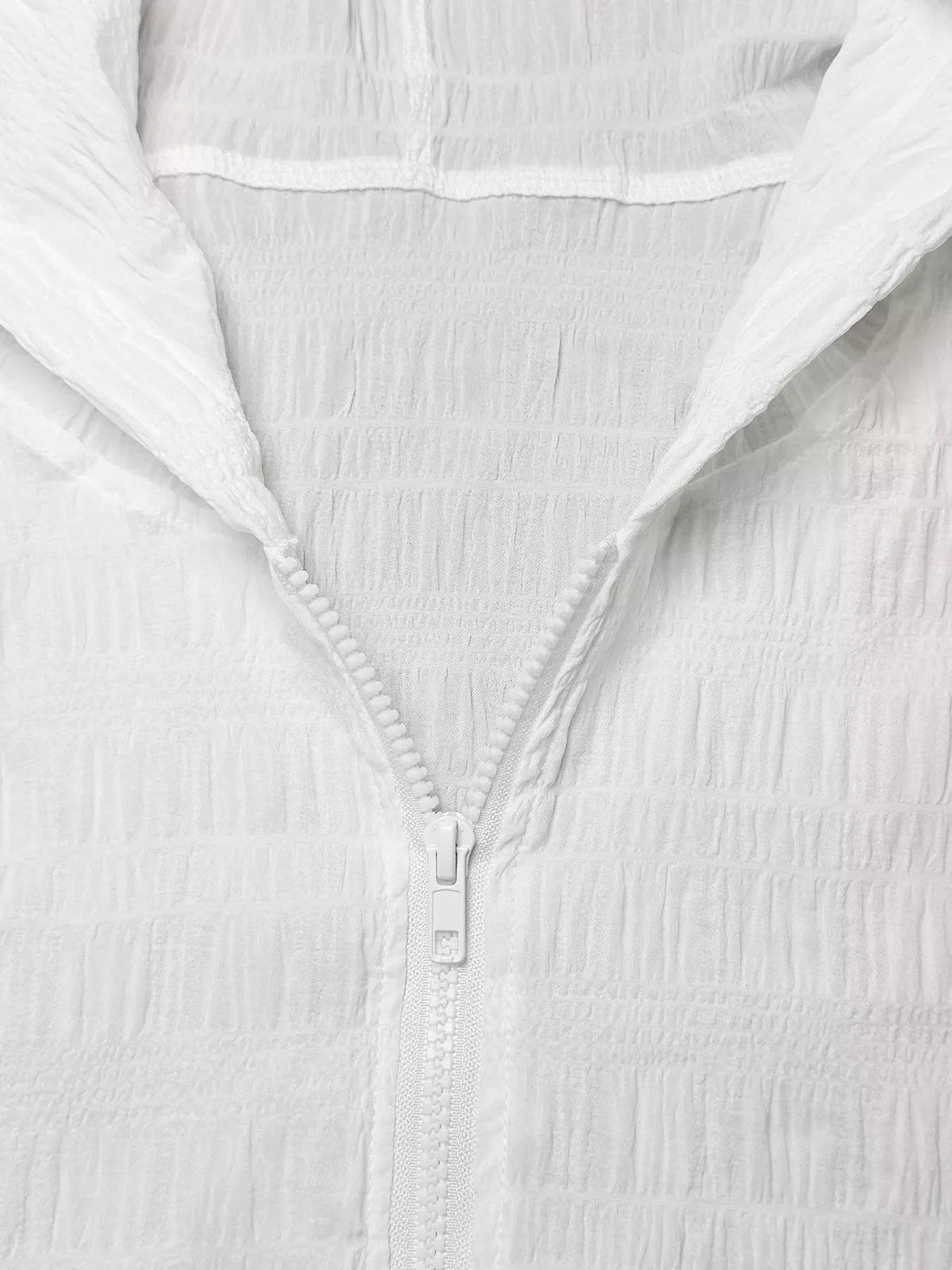 Lightweight Textured Hooded Jacket in White, additional detail (2)
