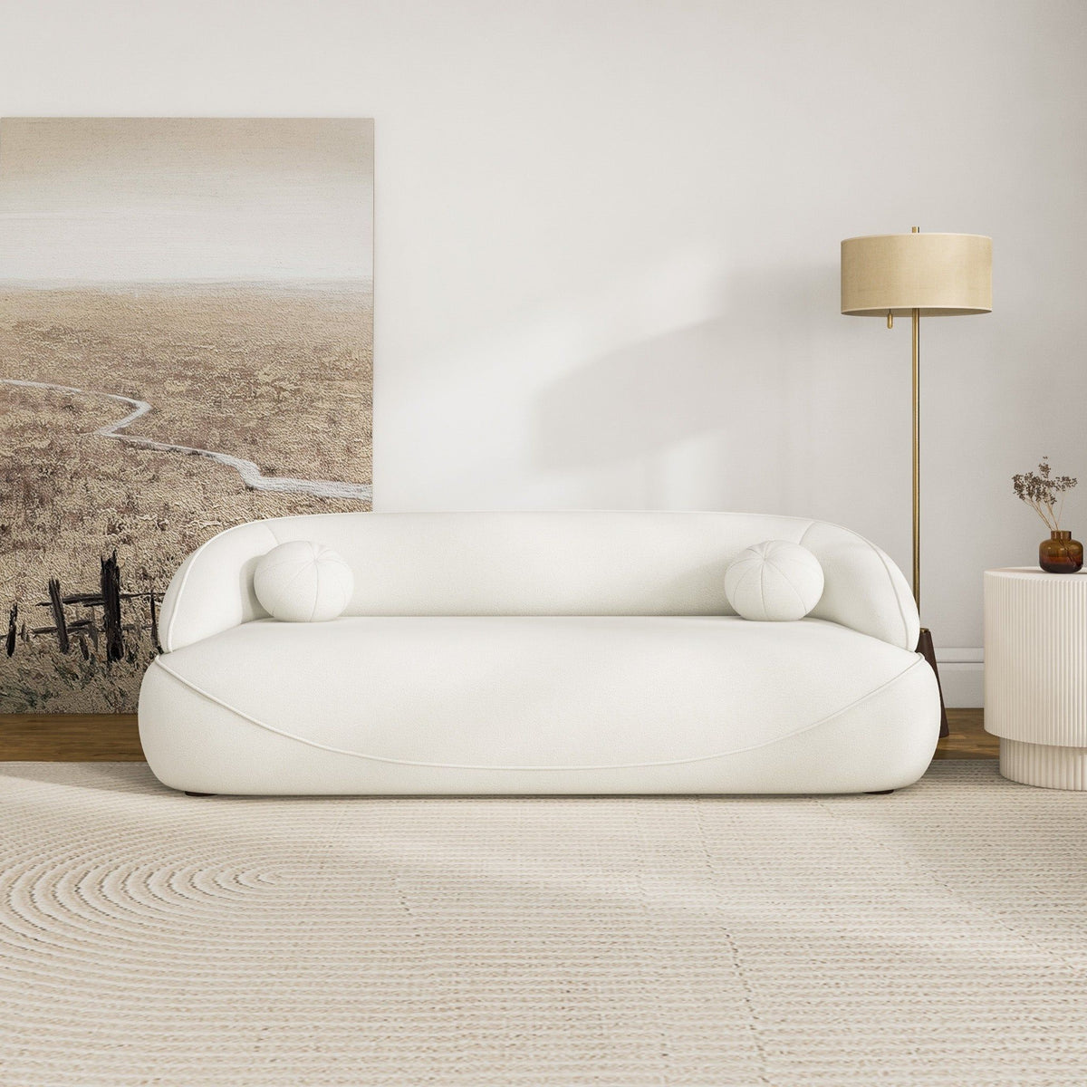 Andrew sofa stain-resistant boucle upholstery detail