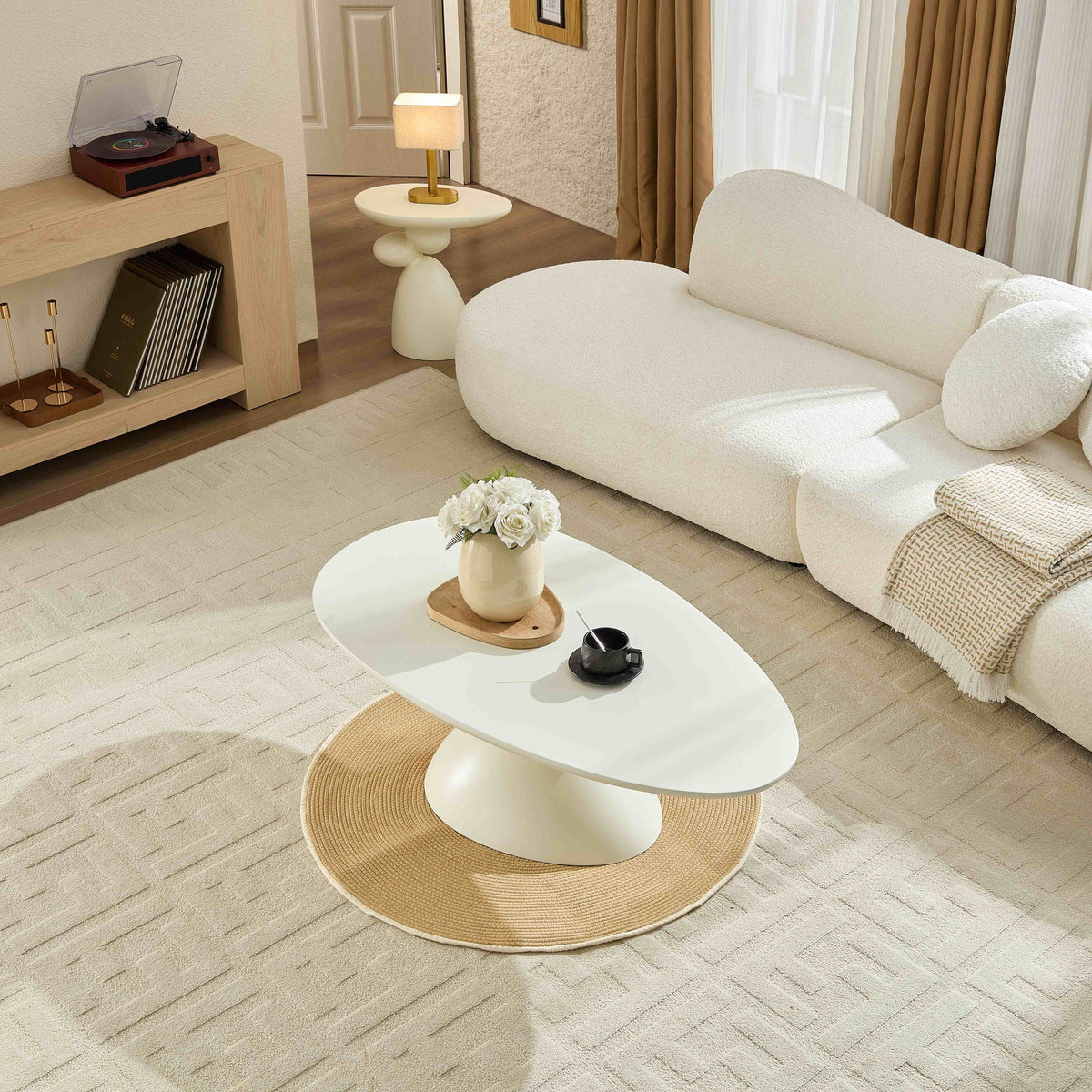 HouseOfZazla Lucky Stone Shaped Corner and Elliptical Coffee Tables