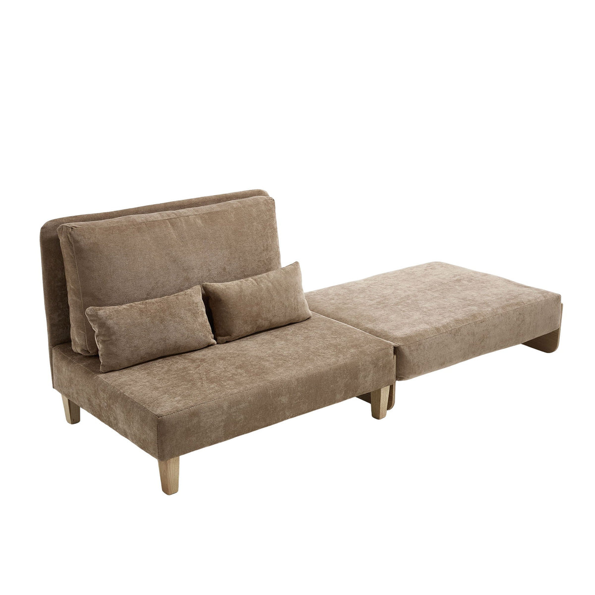 Mid century modern convertible sofa bed folded out as a bed (view 3)
