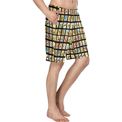 Baha Ranch Vintage Cowboy Collage western men's swim trunk shorts, alternate view