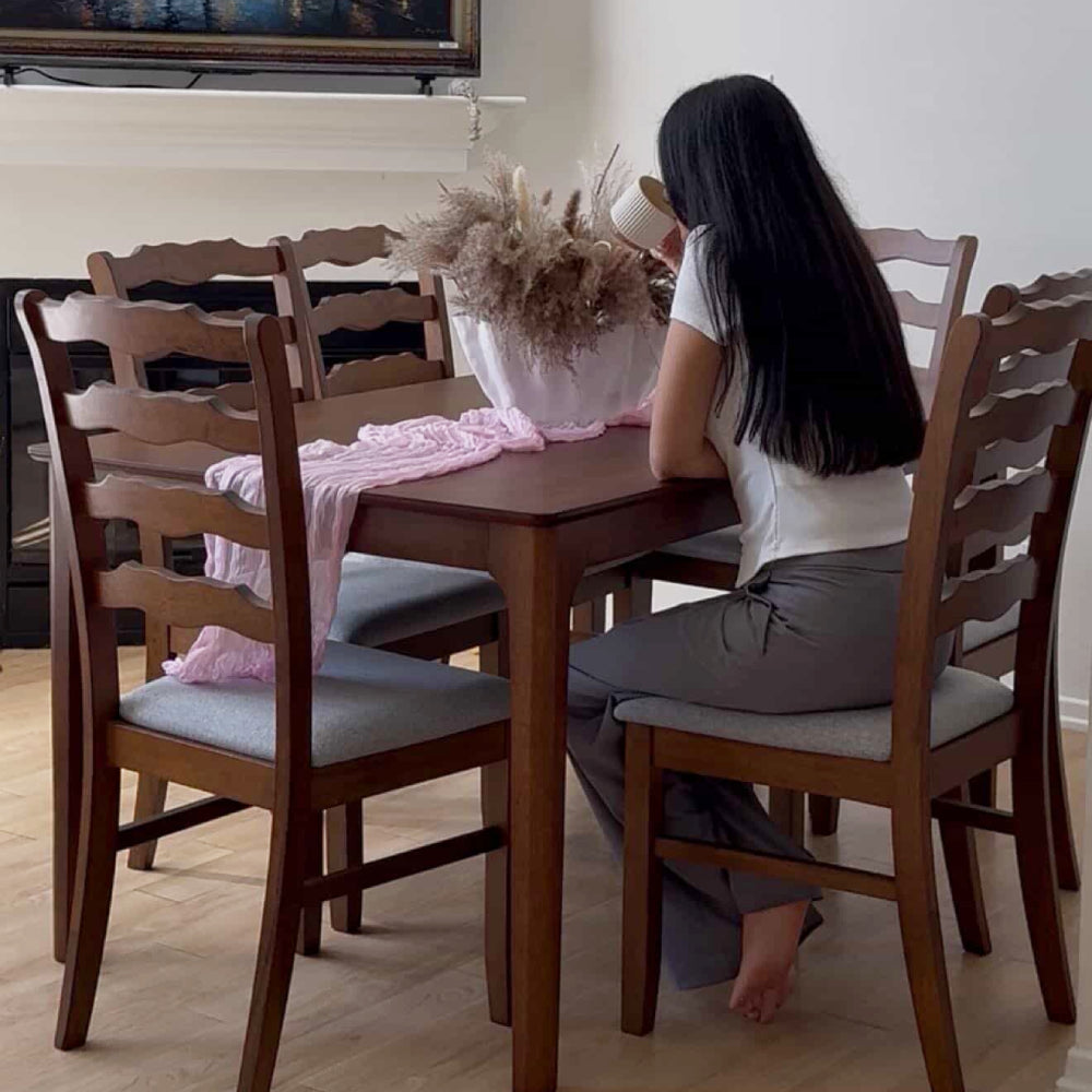 ACTU farmhouse dining table set, alternate view