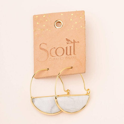 Gold hoop earrings with marble design on a 'Scout Curated Wears' card.