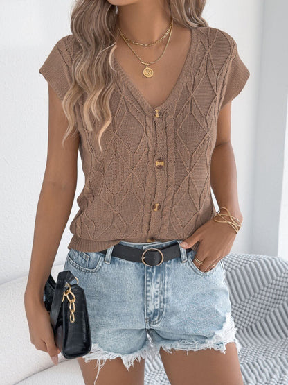 Cable knit button-down cardigan, product photo (7)