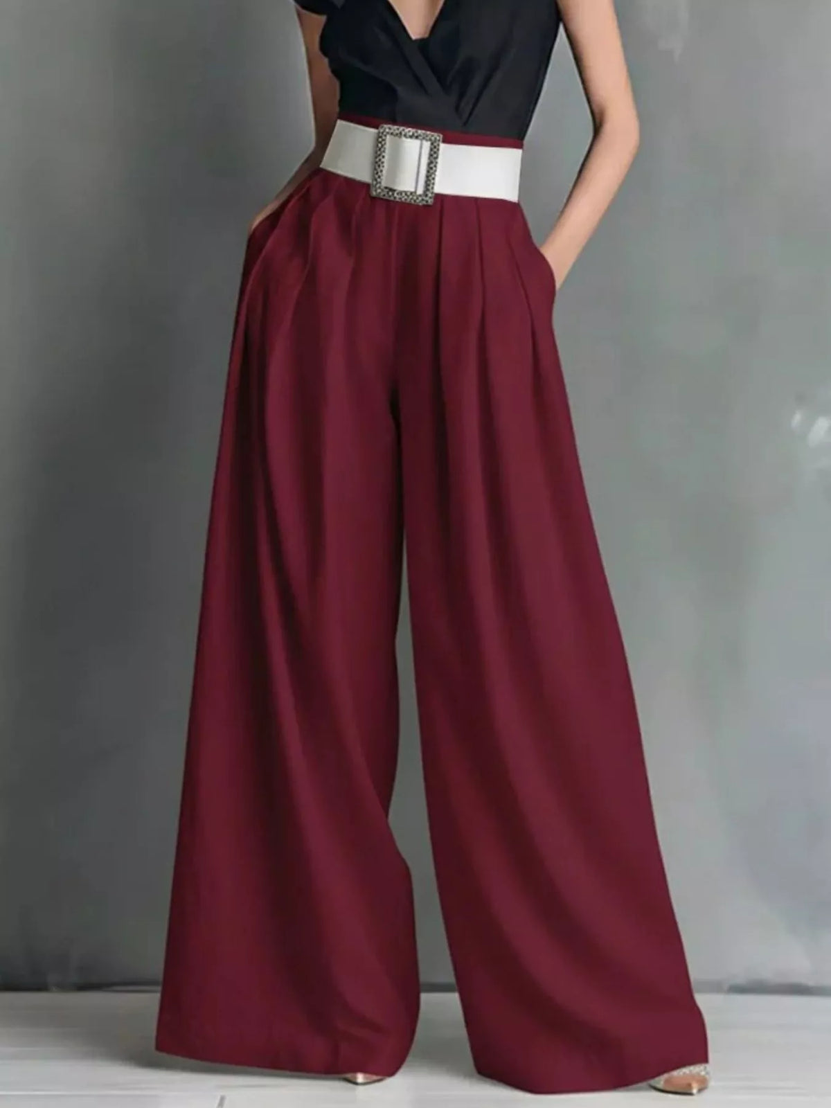 High-waisted wide-leg pants, alternate view (2)