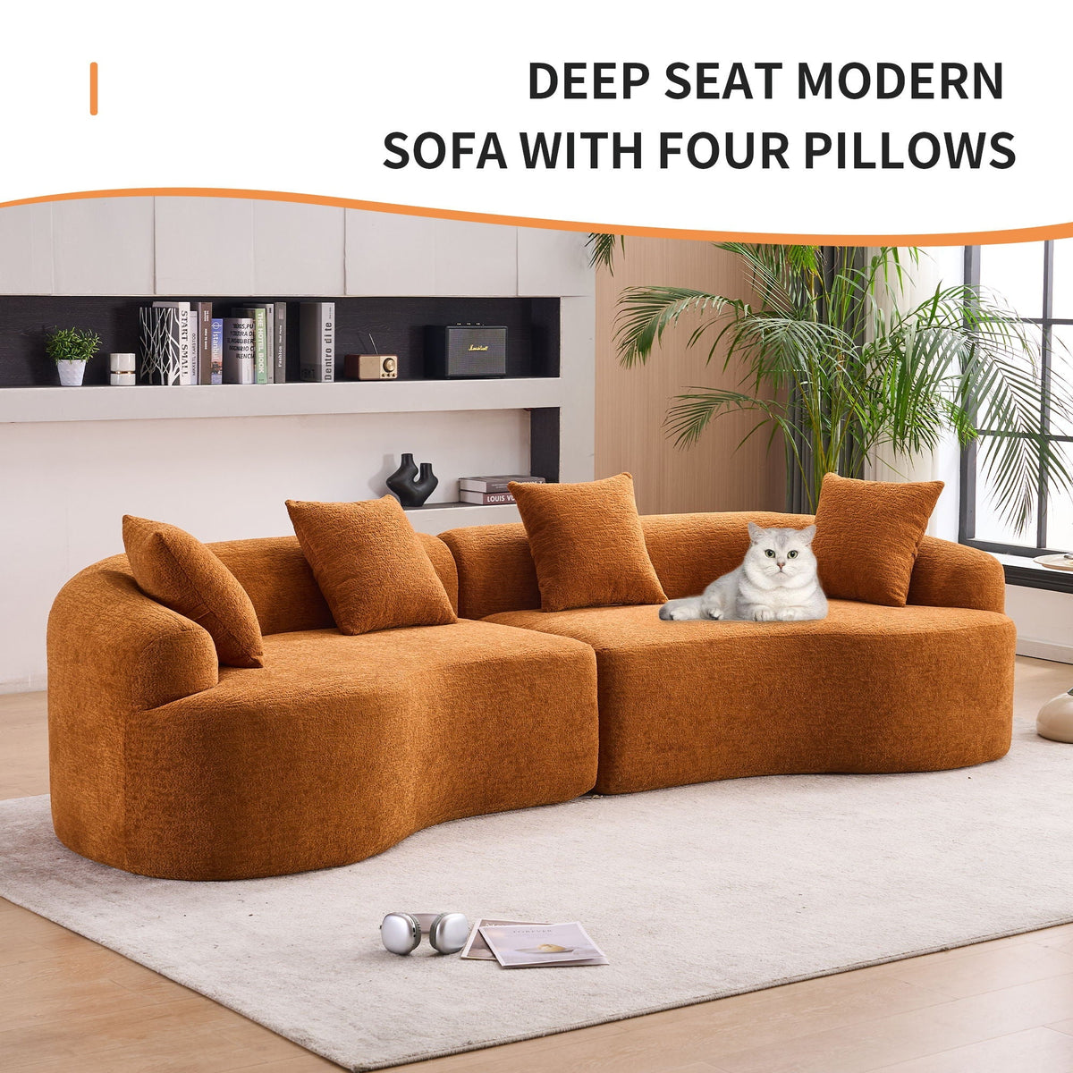 Curved Modular 4-Seater Sectional Sofa, product photo (4)