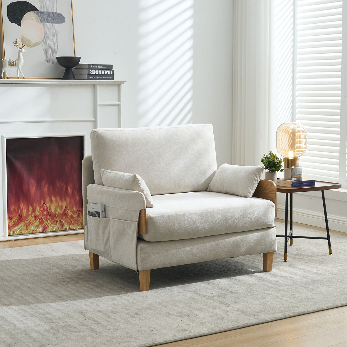 Mid century modern sofa bed shown in a home office (view 83)