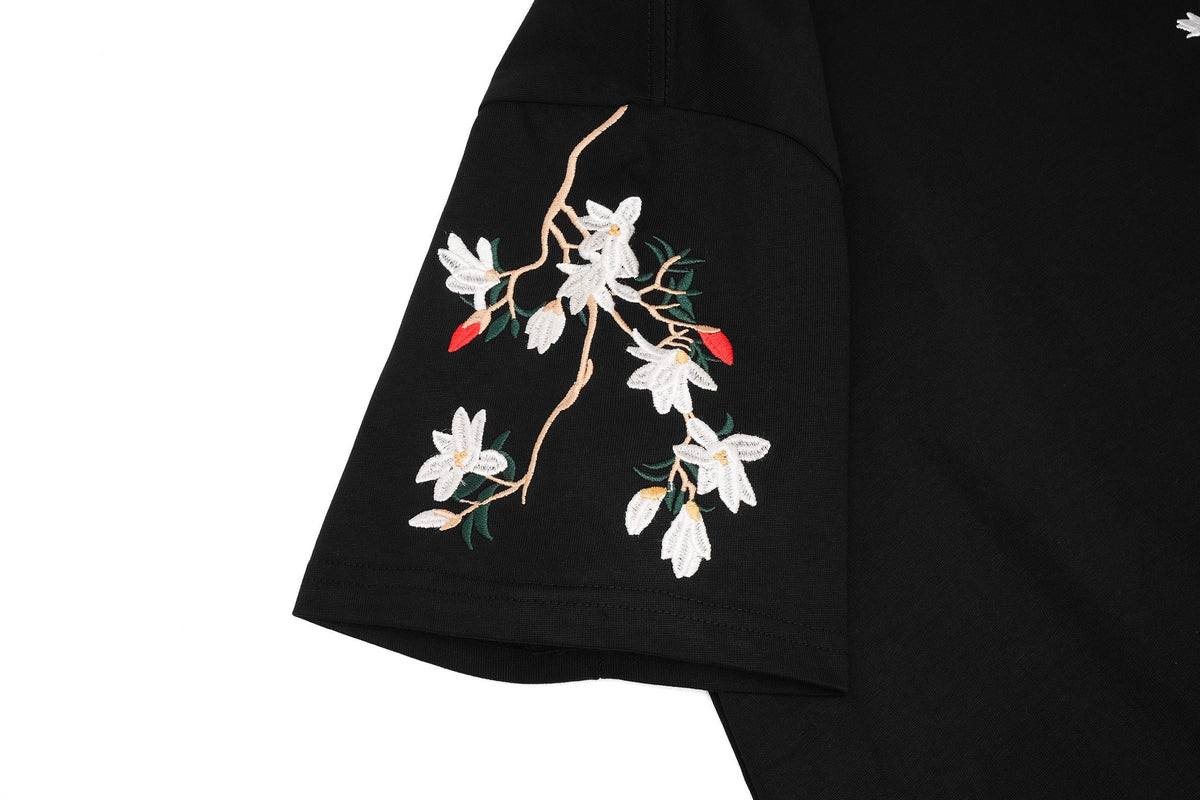 Flower and Birds Embroidered Tee, additional detail