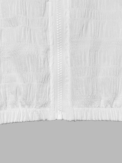 Lightweight Textured Hooded Jacket in White, styled photo (2)