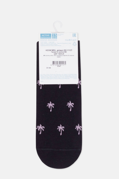 Conte Active 589 cotton ankle socks with palm tree pattern, alternate view (8)