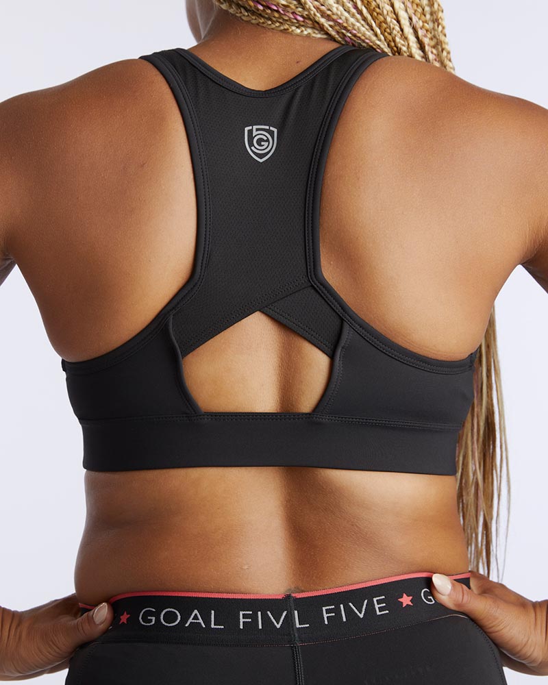 99'er Padded Sports Bra in Black, back view