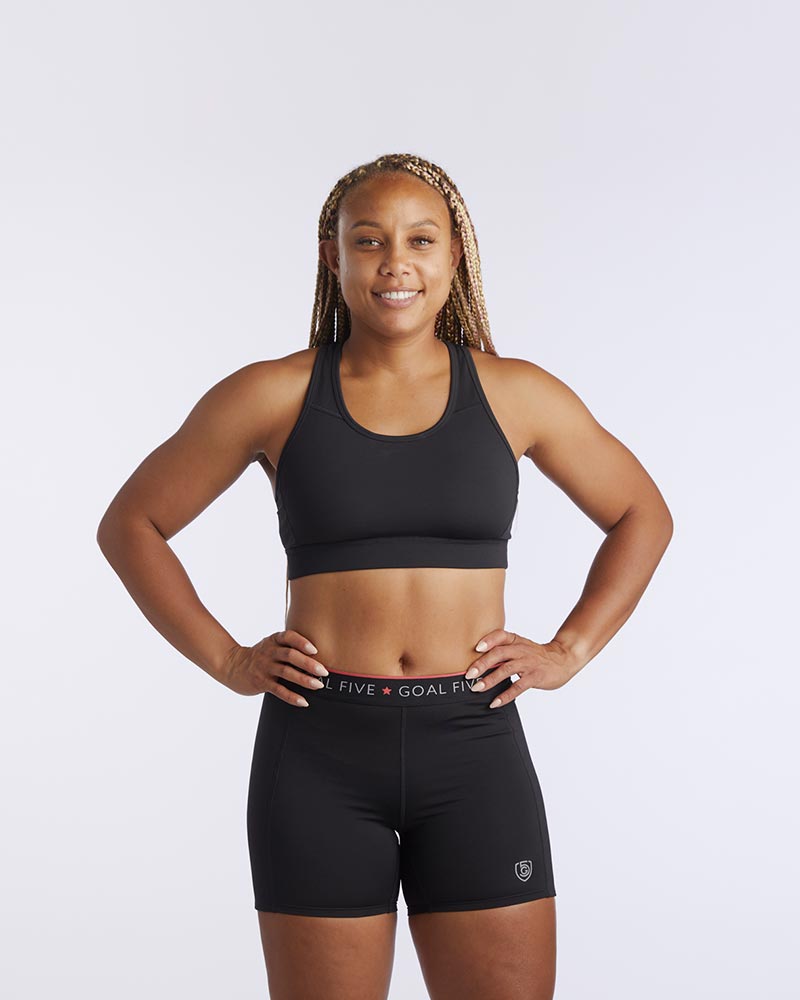 99'er Padded Sports Bra in Black, front view